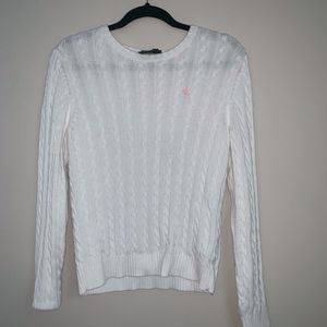 White Cable Knit Cotton Sweater